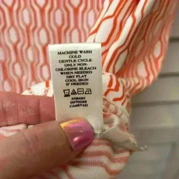 Ann Taylor Tank Top Size Medium Orange & White - Picture 6 of 6